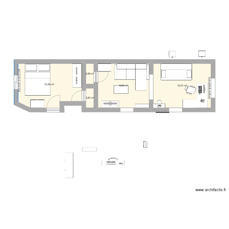 Maison 1. Plan de 5 pièces et 31 m2