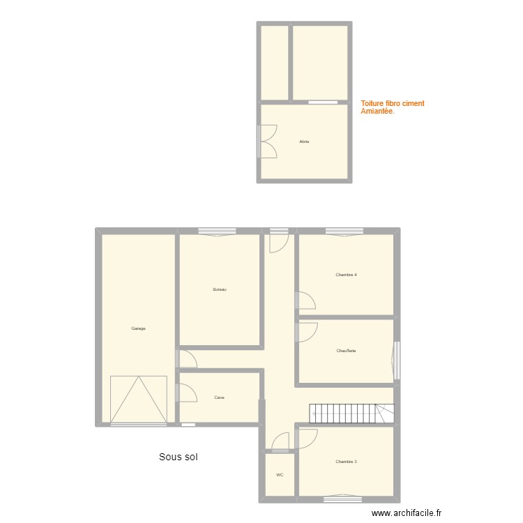 Croquis BENOIT Sous sol et Abris. Plan de 11 pièces et 134 m2