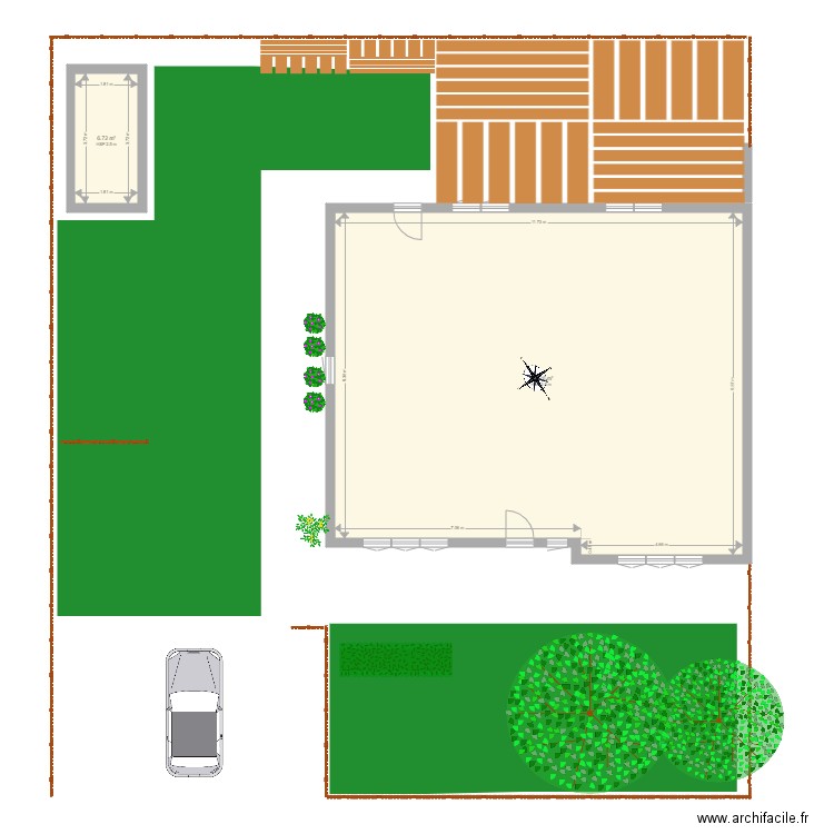 Miss Deloix jardin. Plan de 2 pièces et 119 m2