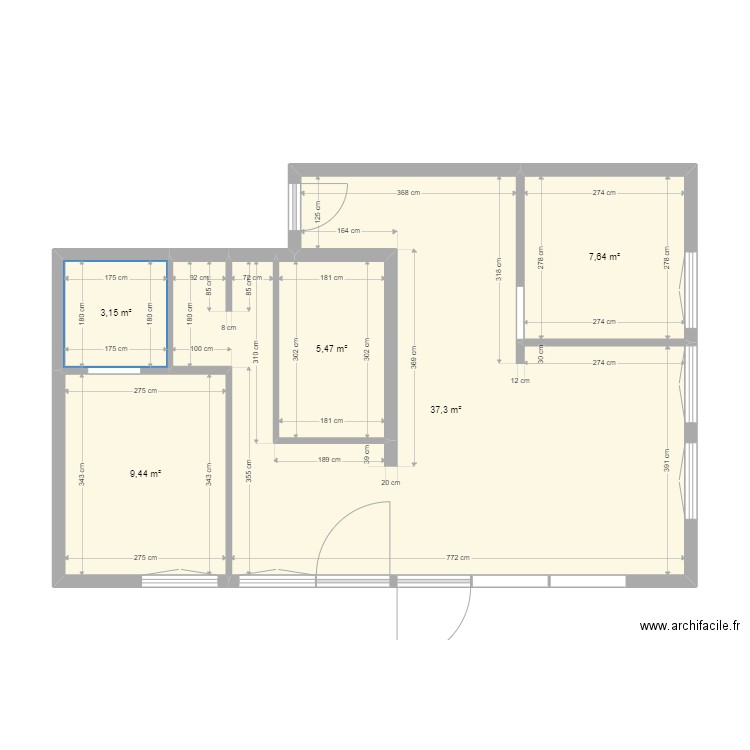 OURSON . Plan de 5 pièces et 63 m2