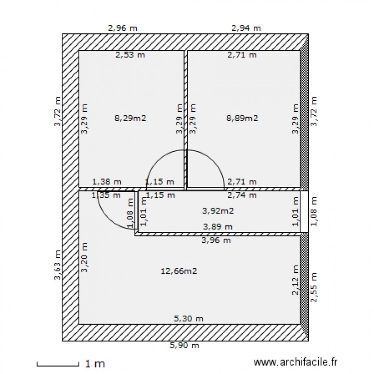 mur exterieur avec isolation et piéces. Plan de 0 pièce et 0 m2