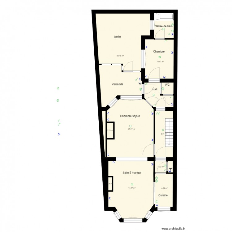 78 etage. Plan de 20 pièces et 191 m2