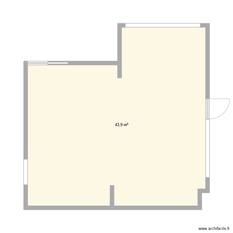 Aménagement labo. Plan de 1 pièce et 44 m2