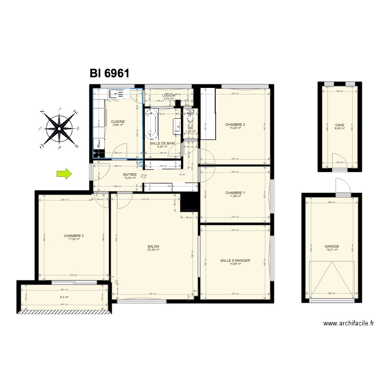 BI 6961. Plan de 0 pièce et 0 m2