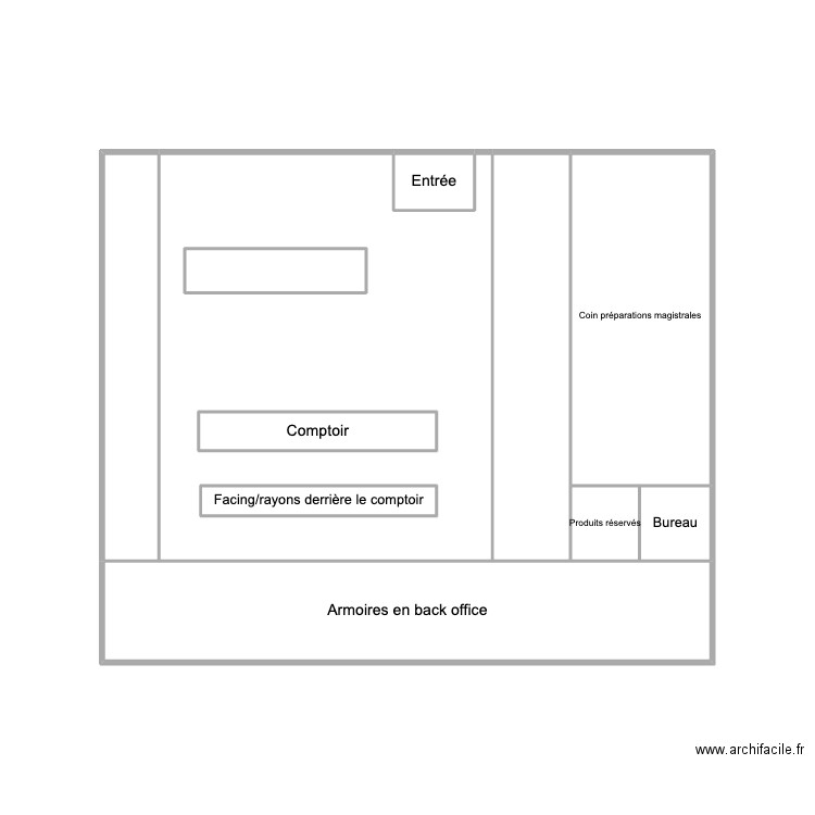 pharmacie. Plan de 11 pièces et 31 m2