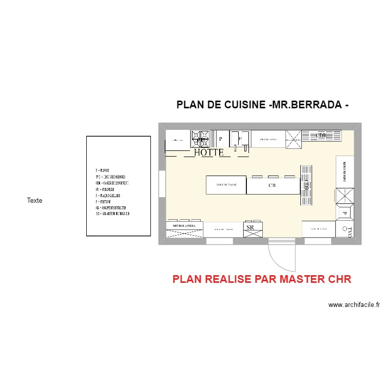 PLAN DE CUISINE-MR.BERRADA-. Plan de 1 pièce et 28 m2