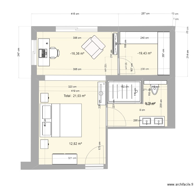Chambre d'amis RdC extension V230312. Plan de 0 pièce et 0 m2