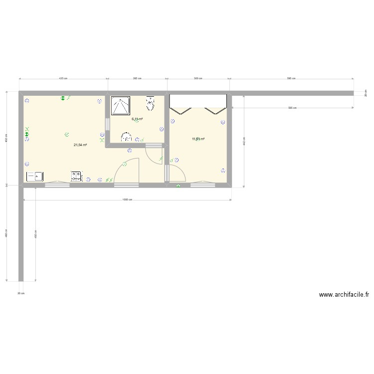 Maison Gardier Ourika-Elec. Plan de 3 pièces et 39 m2