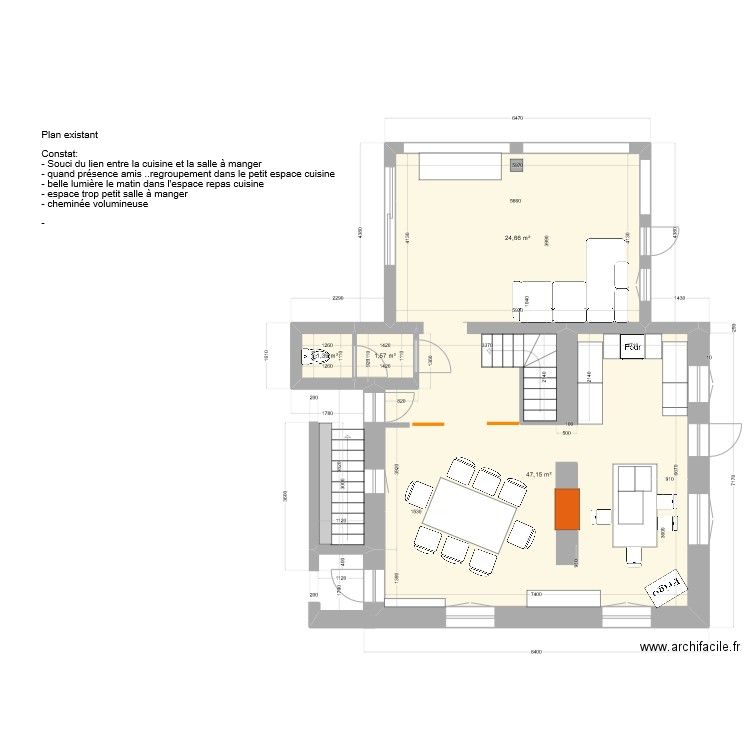 maison existant. Plan de 4 pièces et 75 m2