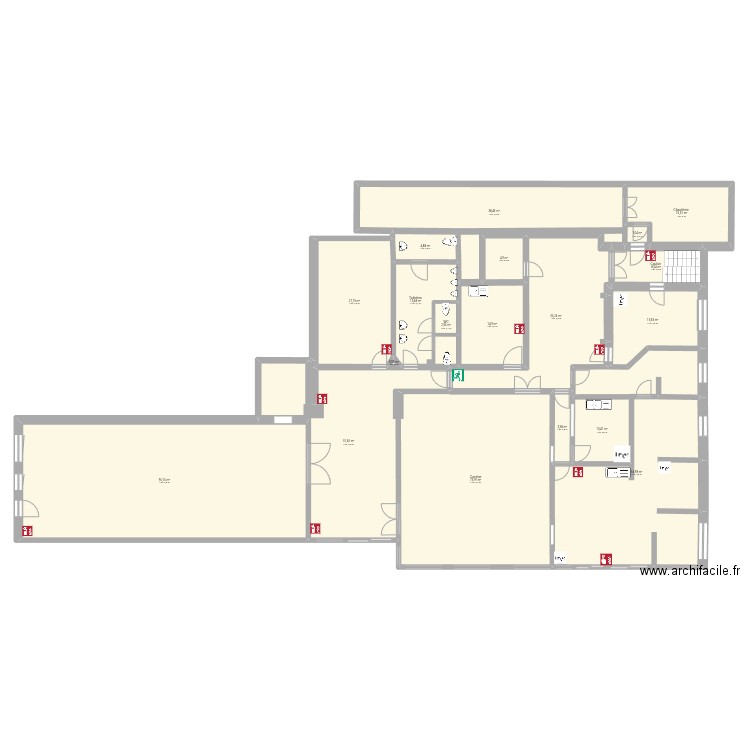 PLAN MFR Entier. Plan de 59 pièces et 1267 m2