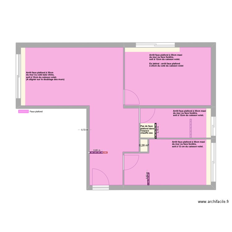 CHATEL - PLAN FAUX PLAFOND. Plan de 5 pièces et 59 m2