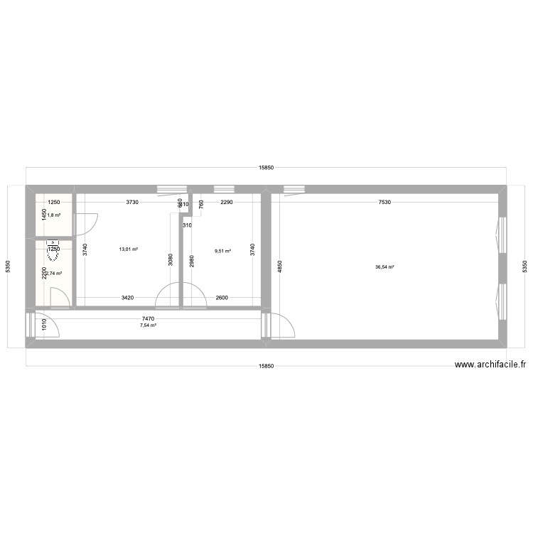 avant broca. Plan de 6 pièces et 71 m2