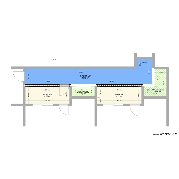 MODIF COURSIVE R+2 / 2 T2. Plan de 5 pièces et 34 m2