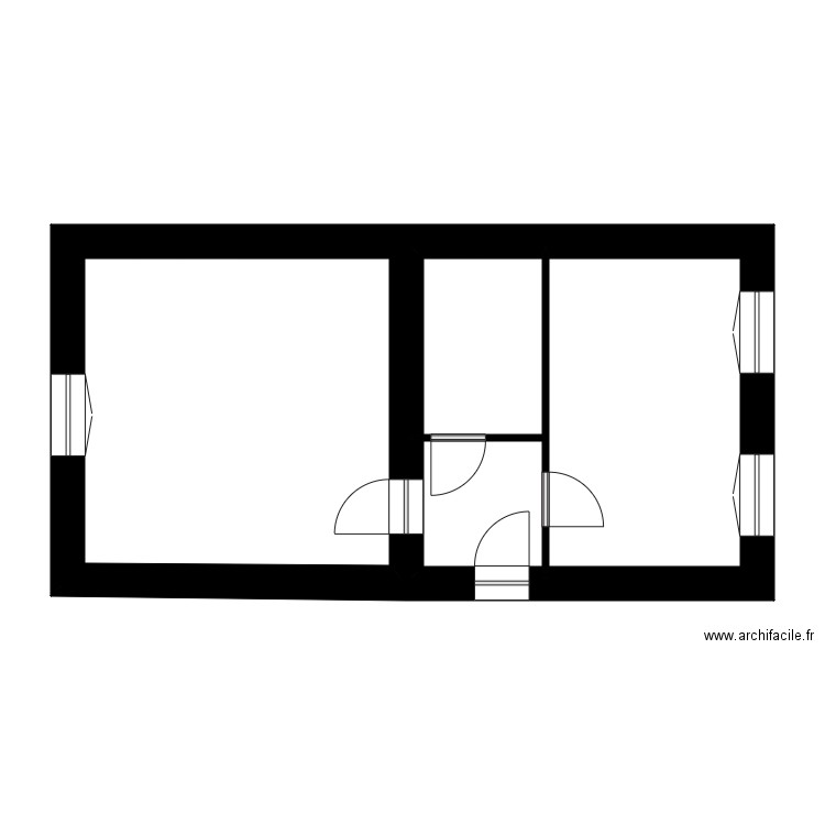 Mairie delouze T2 RDC. Plan de 4 pièces et 40 m2