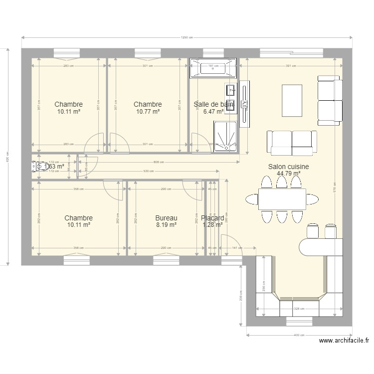 BOURDET. Plan de 8 pièces et 93 m2