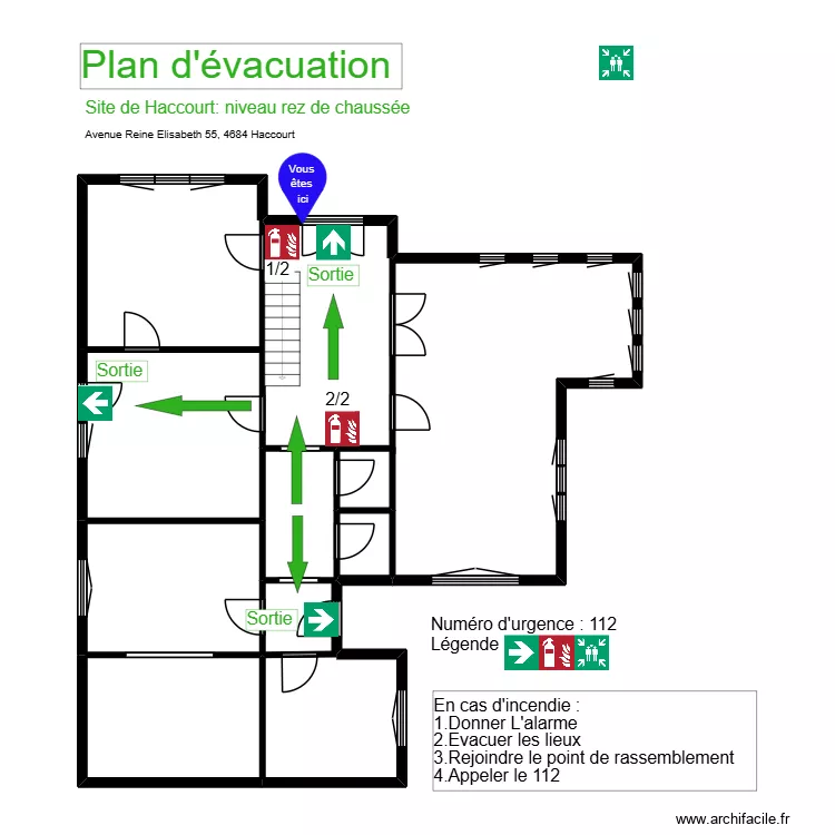 Haccourt Rez de Chauss&eacute;e. Plan de 10 Pièces et 116 m²