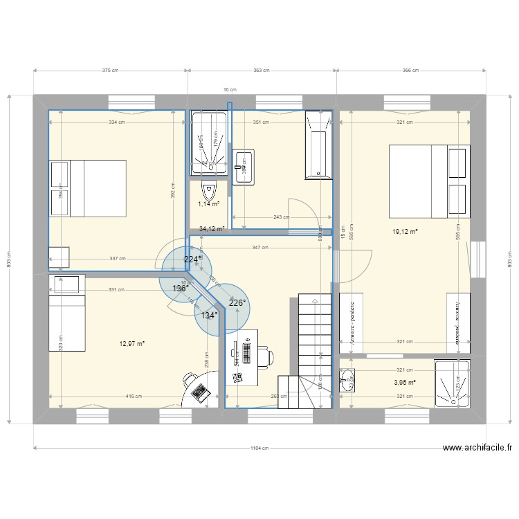 M colla V2. Plan de 9 pièces et 144 m2