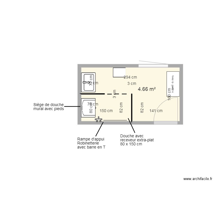 Salle de bain projet Tissot Dupont. Plan de 0 pièce et 0 m2