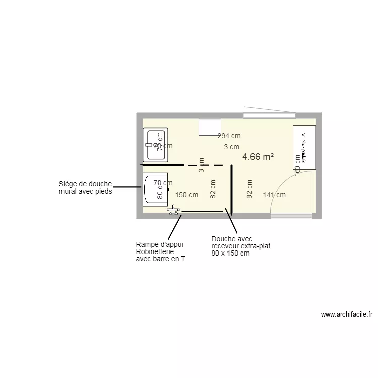 Salle de bain projet Tissot Dupont. Plan de 