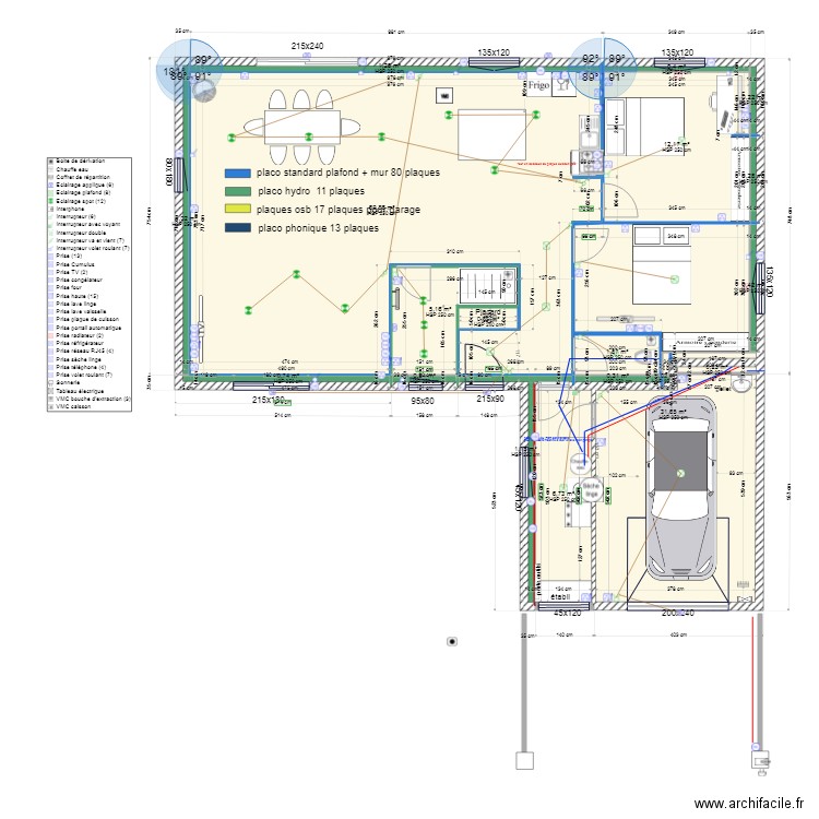 vue dessus électricité par pièce. Plan de 0 pièce et 0 m2