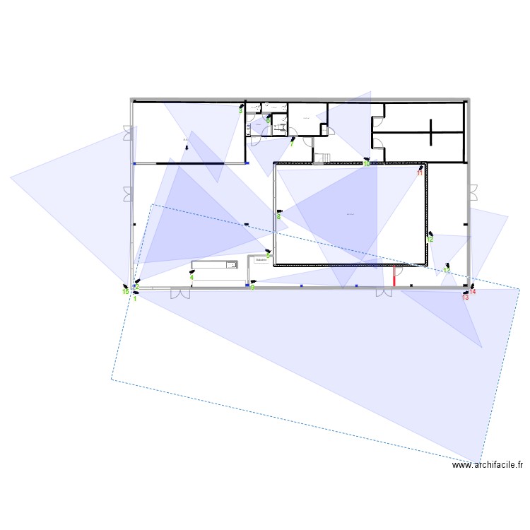 Plan TAKE OFF définitif caméras. Plan de 7 pièces et 168 m2