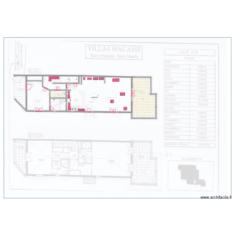 Macassi RDC oct 23. Plan de 2 pièces et 65 m2