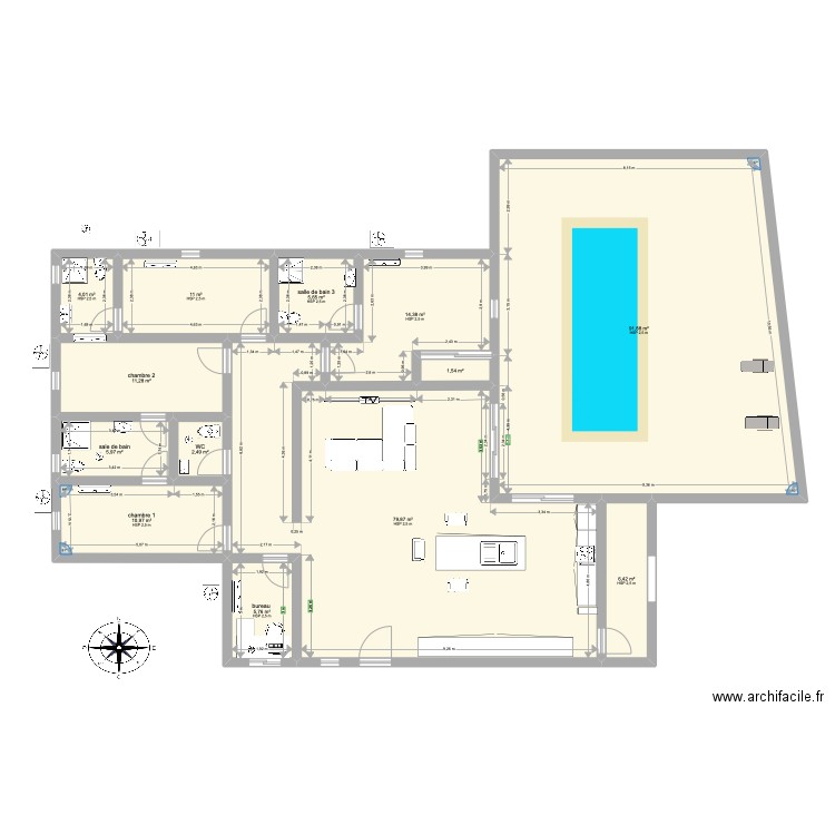 maison mathurin. Plan de 13 pièces et 251 m2