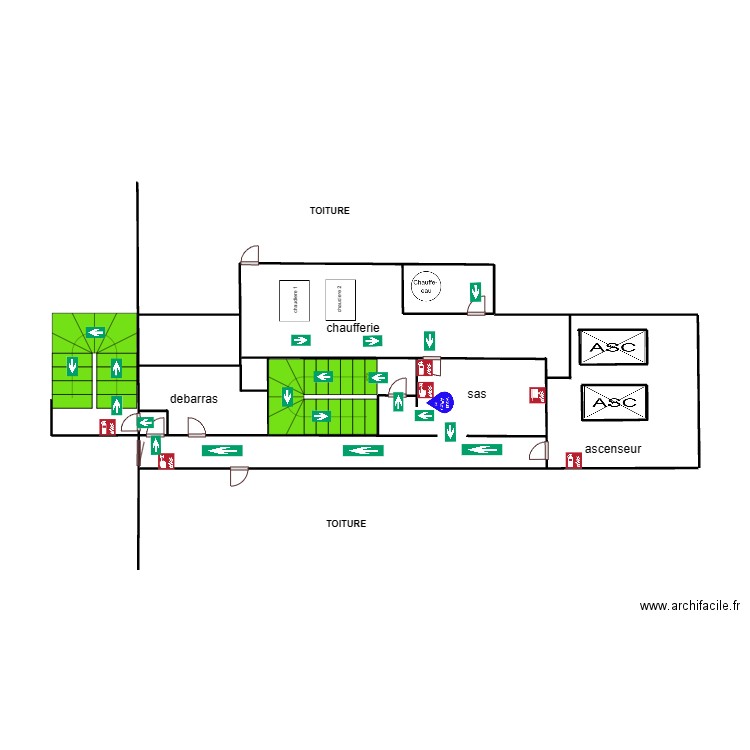 9eme etage incendie bouteille 58 local ascenseur. Plan de 0 pièce et 0 m2