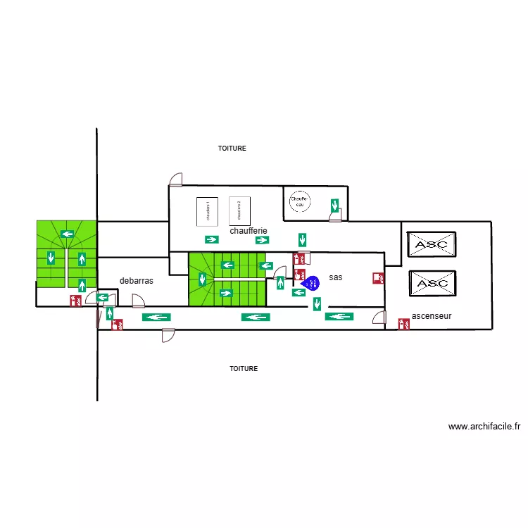 9eme etage incendie bouteille 58 local ascenseur. Plan de 