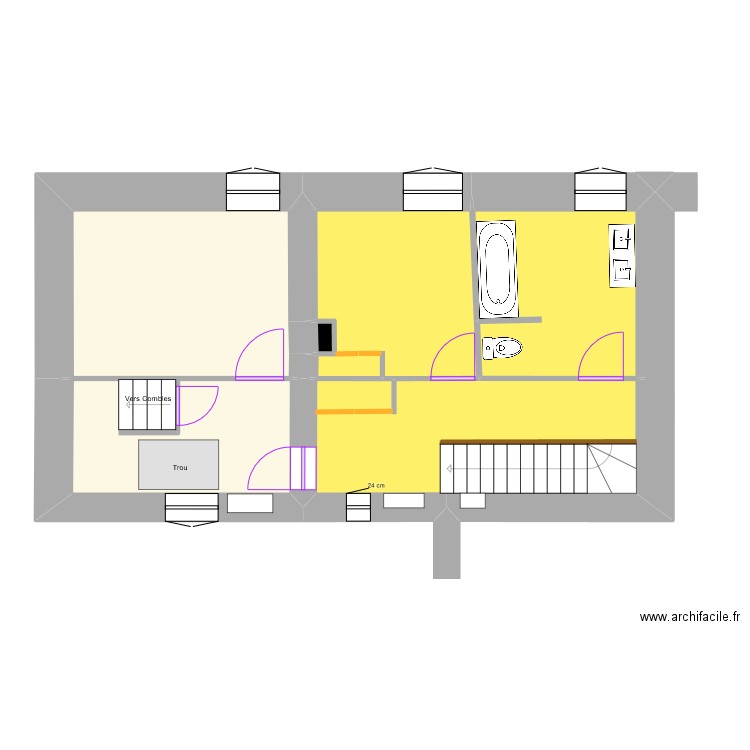 Premier. Plan de 6 pièces et 52 m2