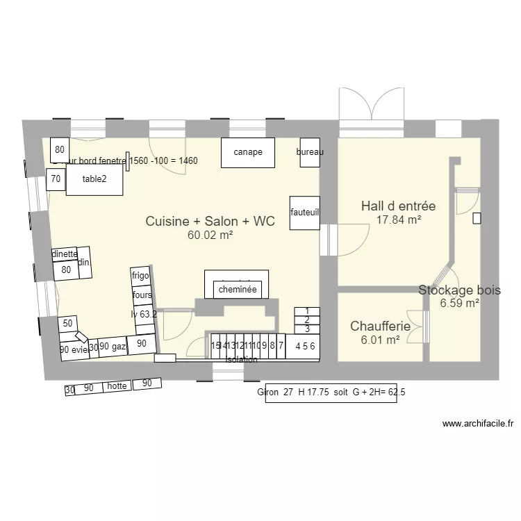 ma cuisine 16 avril  escalier wc 18 avril fin aout b. Plan de 
