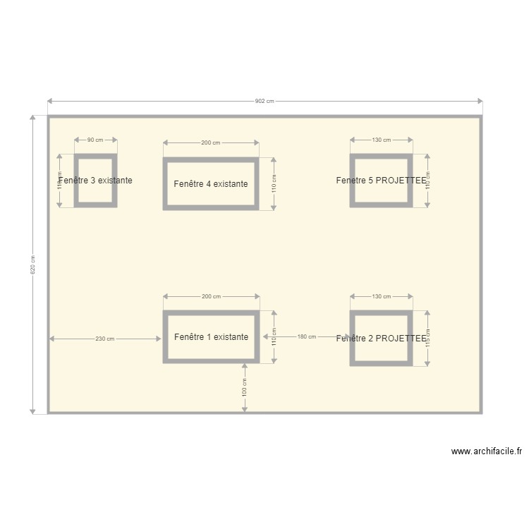 PLAN FACADE AVANT BREUER / MARIQUE projettee. Plan de 6 pièces et 60 m2