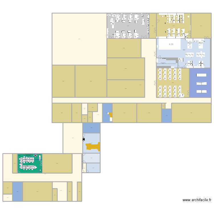 batimentGEII_g009_bas_v2. Plan de 47 pièces et 2905 m2