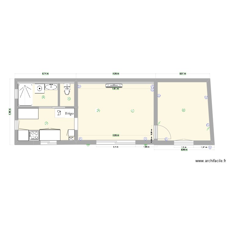 Plan modif salle deau et wc. Plan de 0 pièce et 0 m2