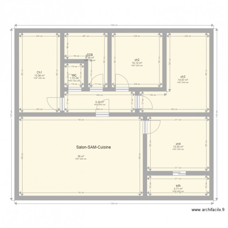 4ch 2wc 4 conteneurs 40. Plan de 0 pièce et 0 m2