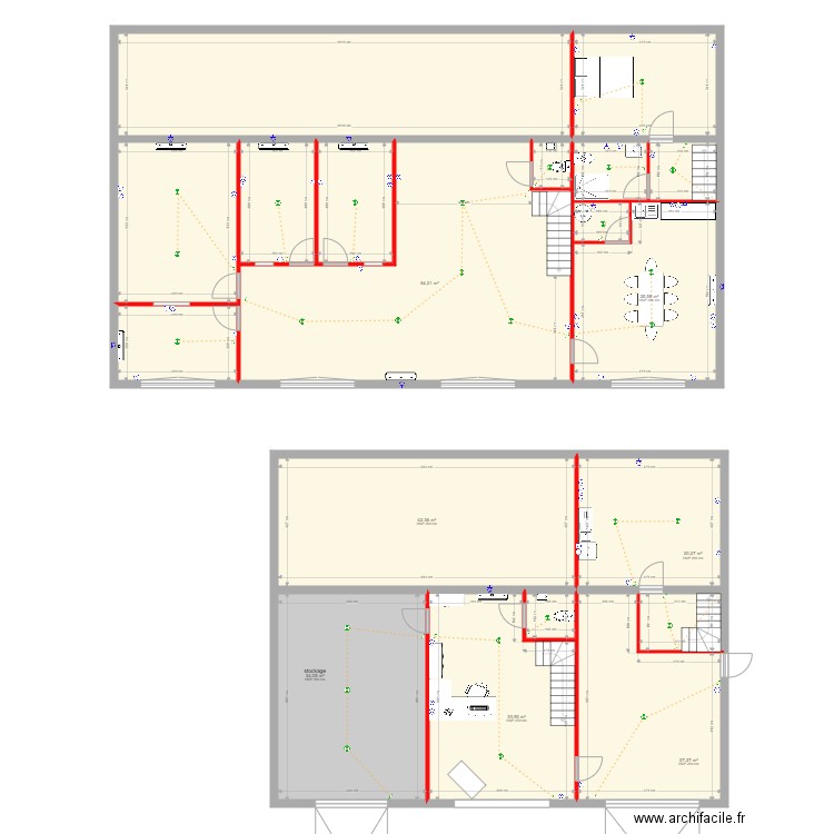 AR BUREAU version 3 electricité. Plan de 19 pièces et 385 m2