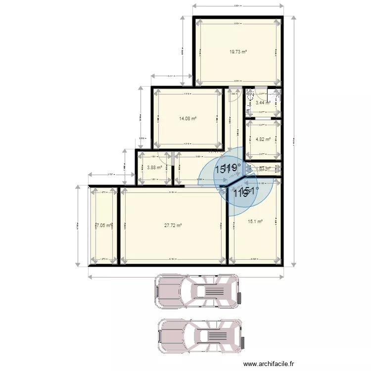 Situation maison terrain. Plan de 