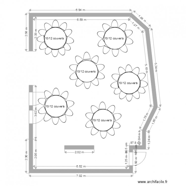 skydome version repas assis tables de 150 cm. Plan de 0 pièce et 0 m2