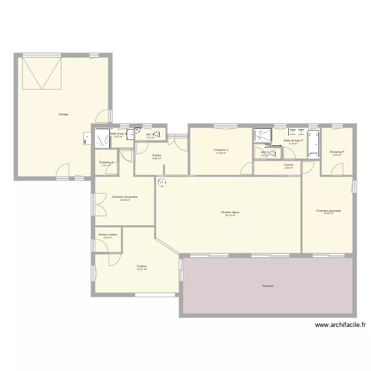 Maison id&eacute;ale sans meuble. Plan de 