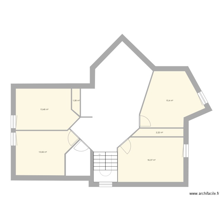 Etage 1. Plan de 6 pièces et 62 m2