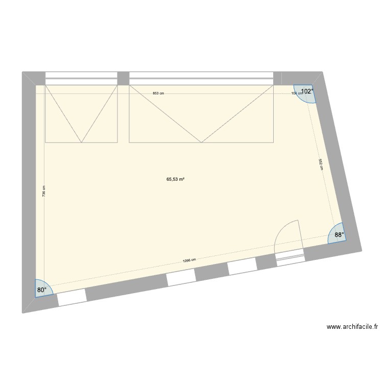 Sonvillier Hazard. Plan de 2 pièces et 131 m2