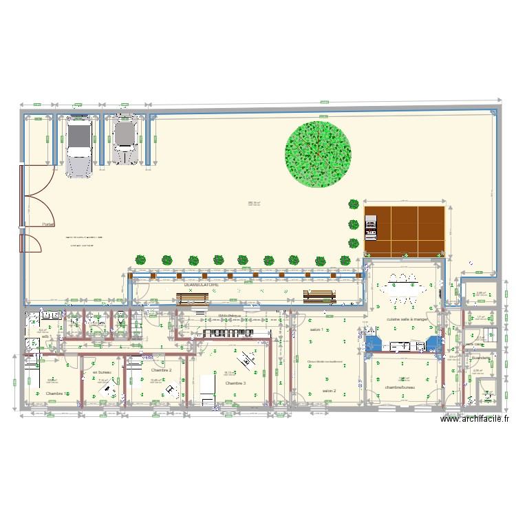 Bâtiment Voltaire RDC  V006. Plan de 19 pièces et 453 m2