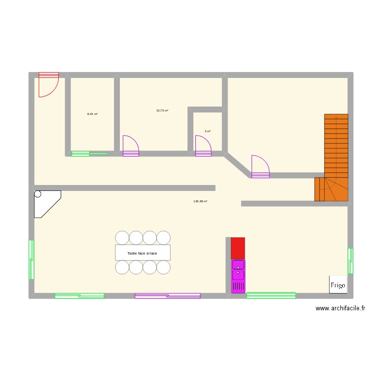 barac. Plan de 4 pièces et 164 m2