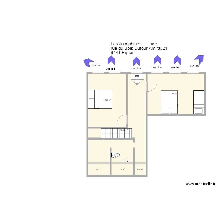 Appartement 21 etage Erpion Web. Plan de 6 pièces et 55 m2