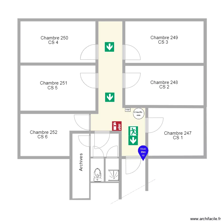Chambre de bonne 57 A. Plan de 