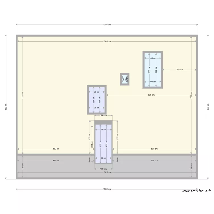 Coupe facade. Plan de 