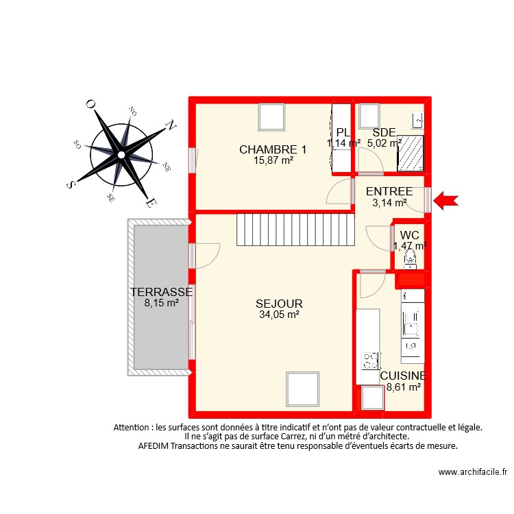 BI9328 ETAGE 2 NIVEAU 1. Plan de 10 pièces et 78 m2