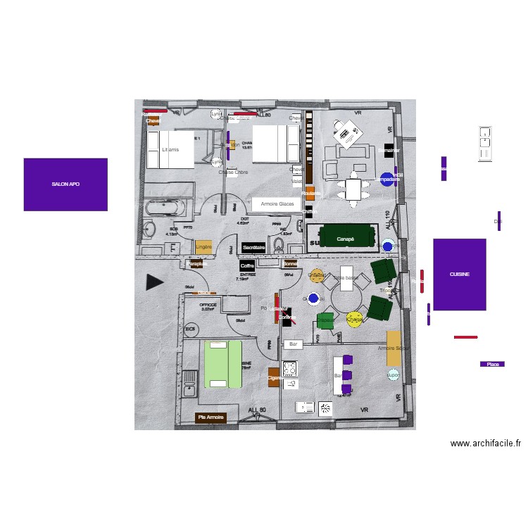 Plan 3 chambres. Plan de 0 pièce et 0 m2