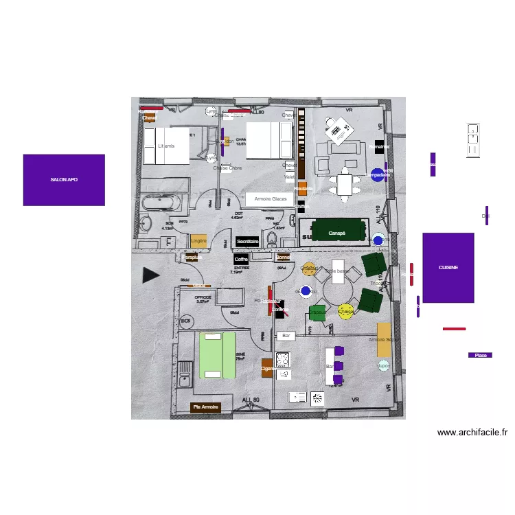 Plan 3 chambres. Plan de 