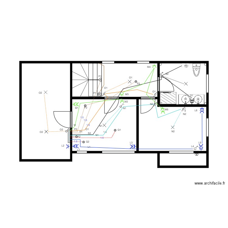 Cablage étage Floreffe. Plan de 0 pièce et 0 m2